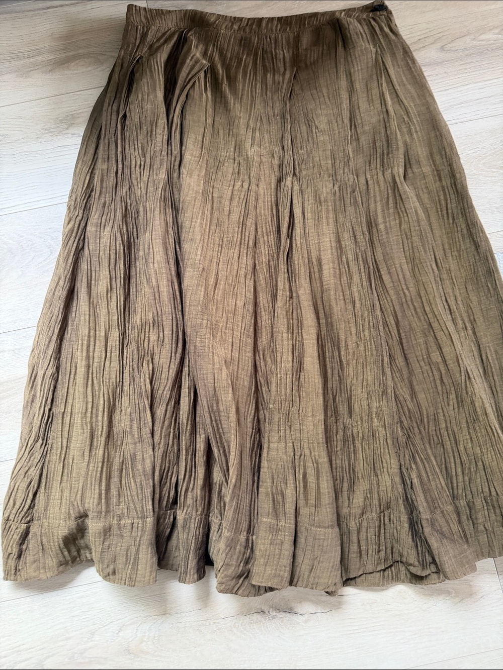 Toast Women’s Olive Crinkled Cotton and Silk Maxi Skirt